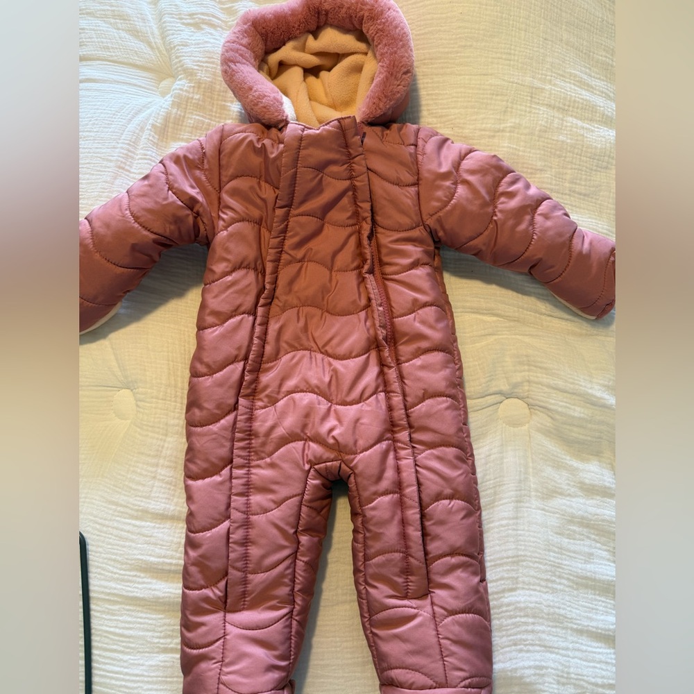 Pink Quilted Baby Snowsuit